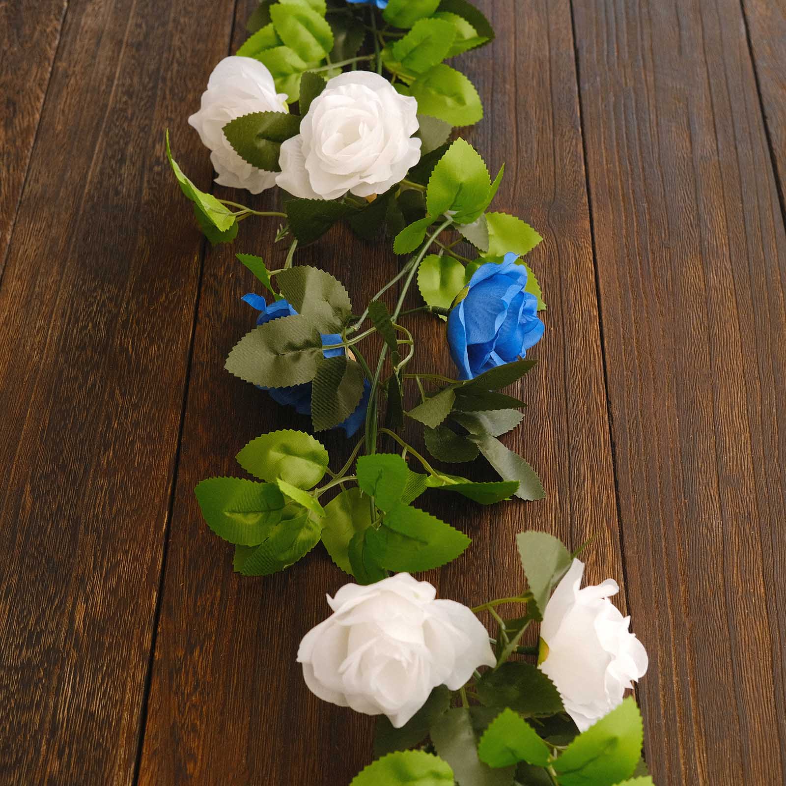 2 Artificial 7 ft Silk Mini Rose Vines Hanging Flower Garland