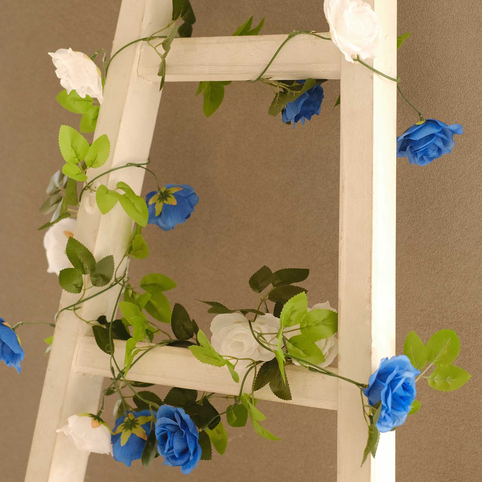 2 Artificial 7 ft Silk Mini Rose Vines Hanging Flower Garland