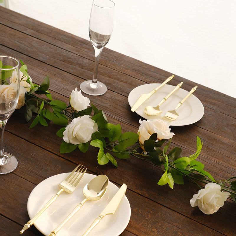 2 Artificial 7 ft Silk Mini Rose Vines Hanging Flower Garland