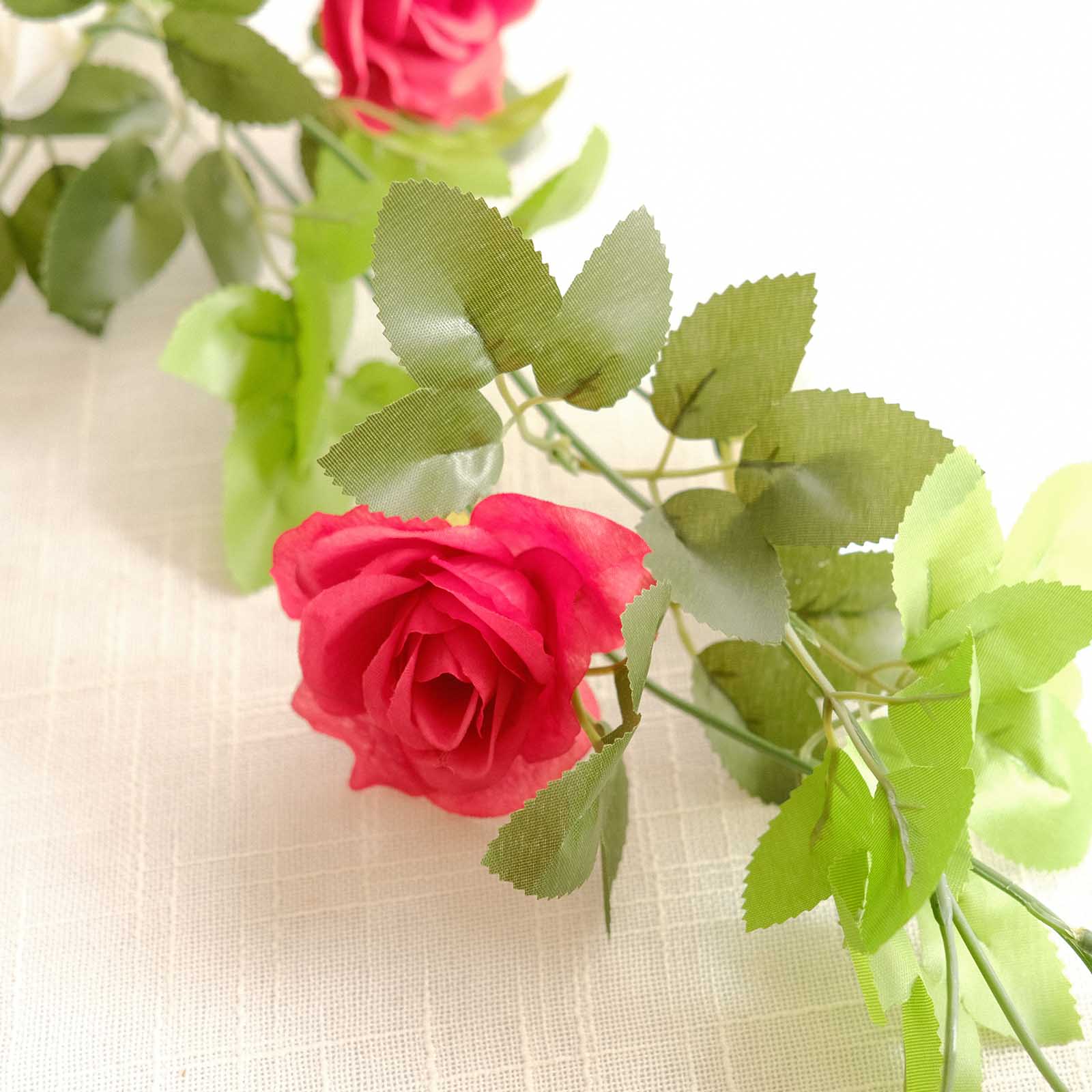 2 Artificial 7 ft Silk Mini Rose Vines Hanging Flower Garland