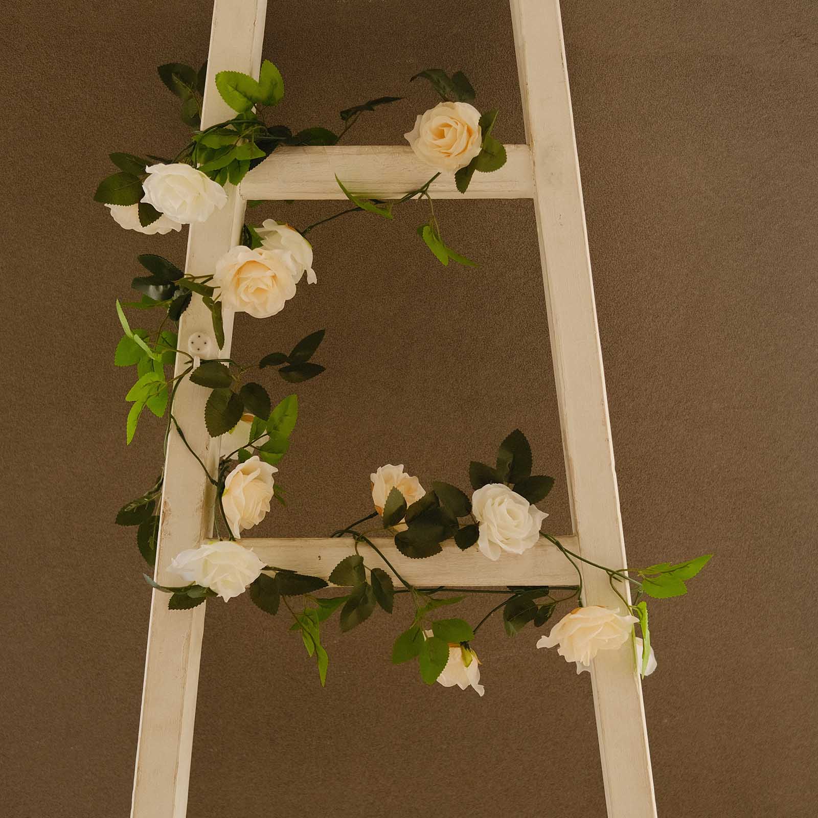 2 Artificial 7 ft Silk Mini Rose Vines Hanging Flower Garland