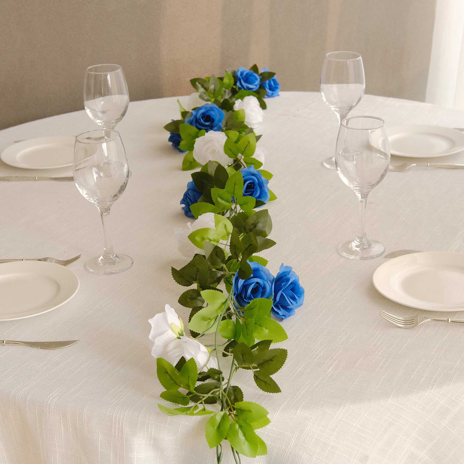 2 Artificial 7 ft Silk Mini Rose Vines Hanging Flower Garland