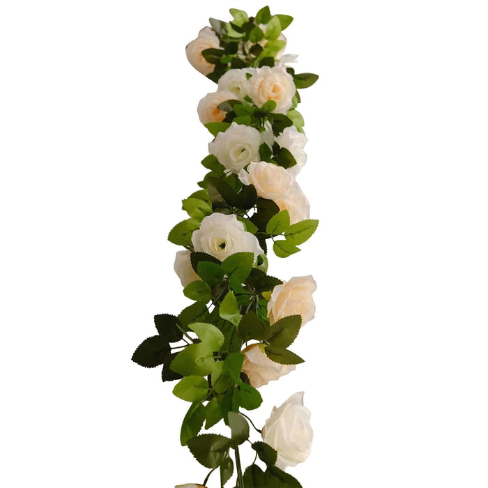 2 Artificial 7 ft Silk Mini Rose Vines Hanging Flower Garland ARTI_GLND_RS001_CRMIVR-1