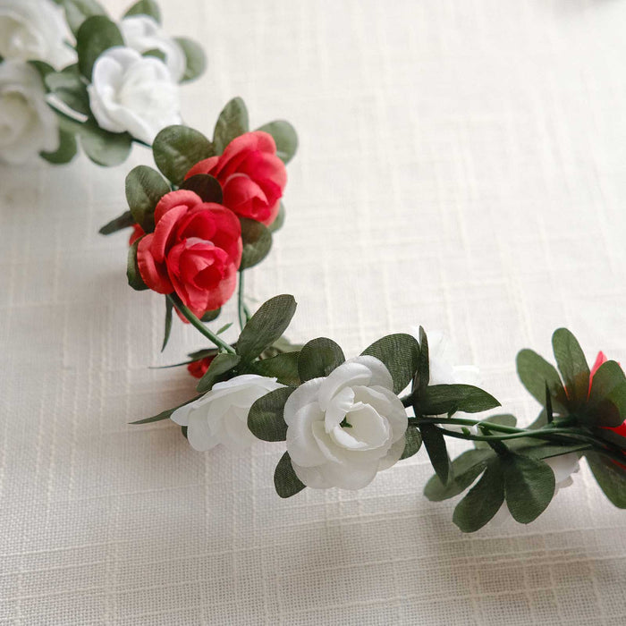 2 Artificial Silk Mini Rose Vines Hanging Flower Garland