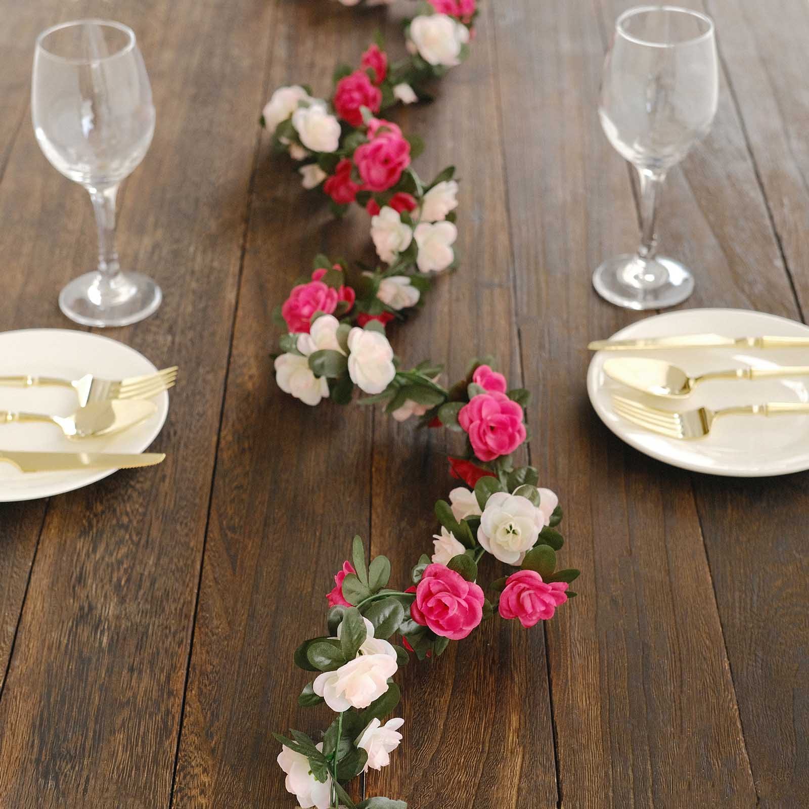 2 Artificial Silk Mini Rose Vines Hanging Flower Garland