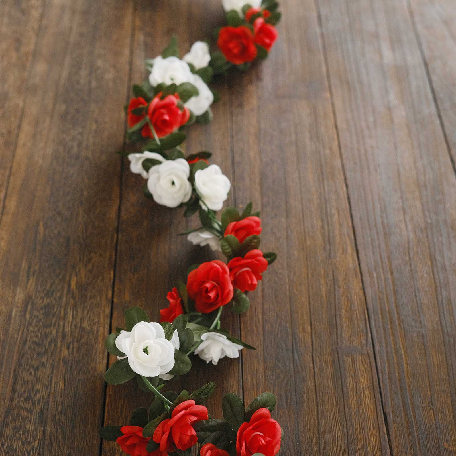 2 Artificial Silk Mini Rose Vines Hanging Flower Garland