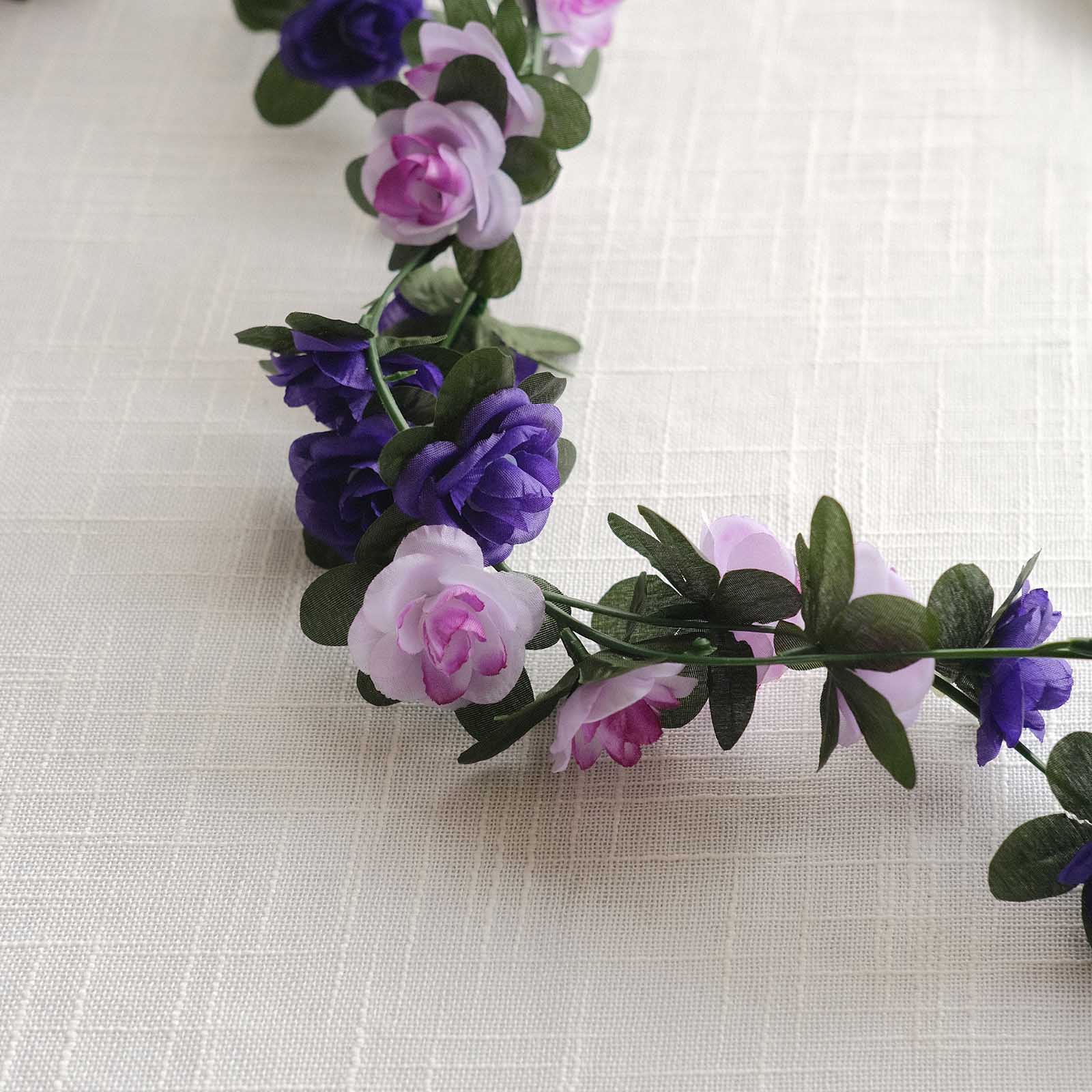 2 Artificial Silk Mini Rose Vines Hanging Flower Garland