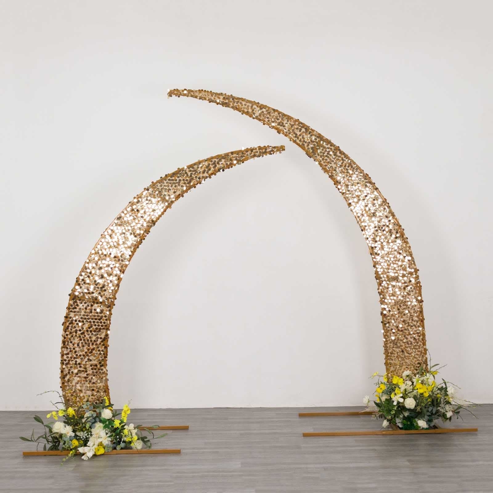 2 Big Payette Sequin Half Crescent Moon Backdrop Stand Cover