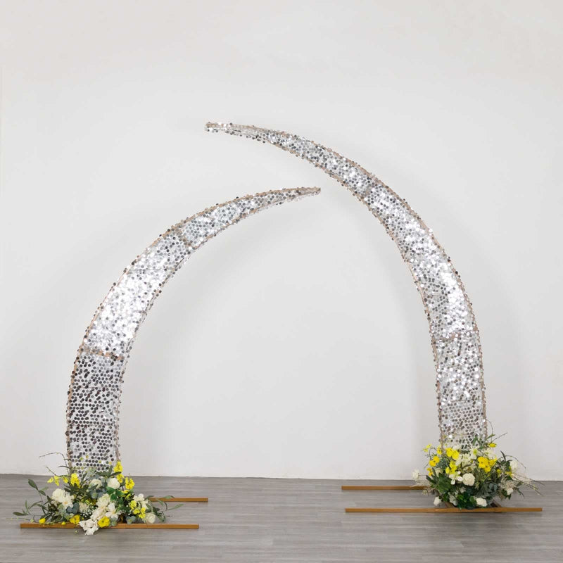 2 Big Payette Sequin Half Crescent Moon Backdrop Stand Cover