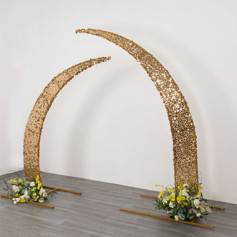 2 Big Payette Sequin Half Crescent Moon Backdrop Stand Cover