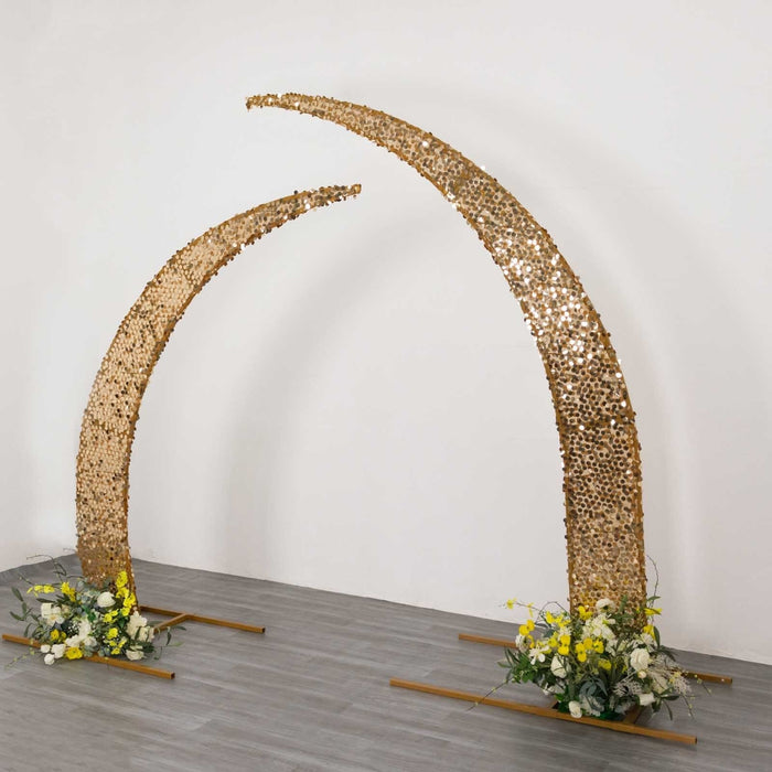 2 Big Payette Sequin Half Crescent Moon Backdrop Stand Cover