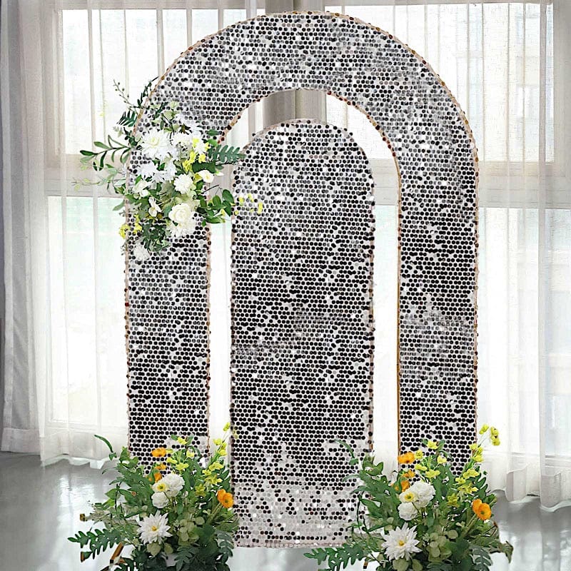 2 Big Sequin Wedding Arch Backdrop Stand Covers