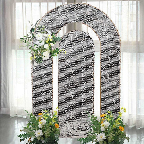 2 Big Sequin Wedding Arch Backdrop Stand Covers