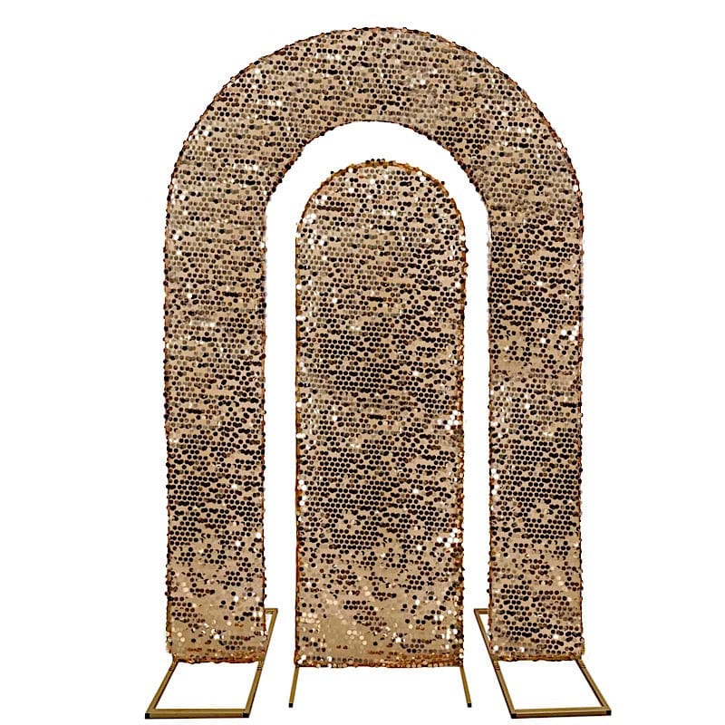 2 Big Sequin Wedding Arch Backdrop Stand Covers IRON_STND18_71S_SET_GOLD-1