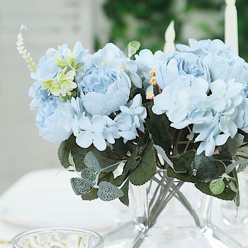 2 Bouquets 12" Silk Flowers Assorted Artificial Floral Bushes