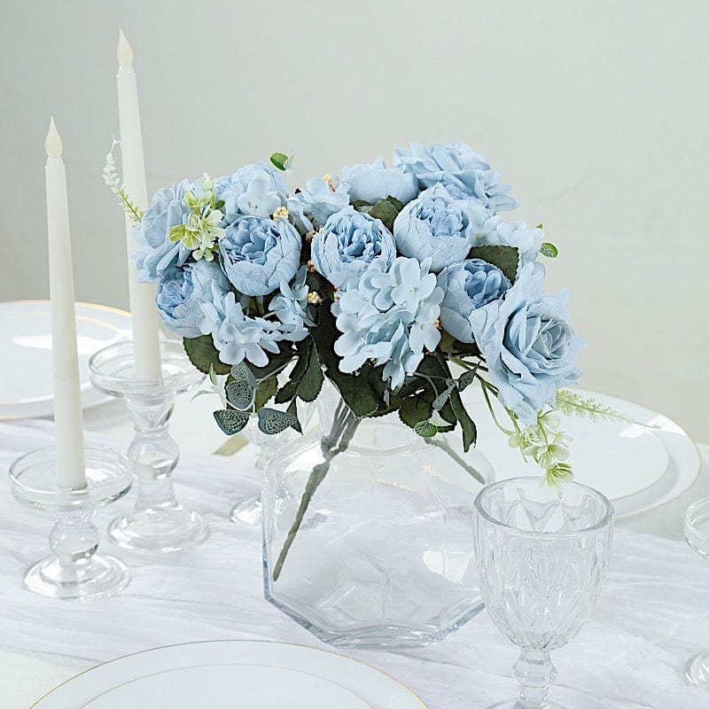 2 Bouquets 12" Silk Flowers Assorted Artificial Floral Bushes