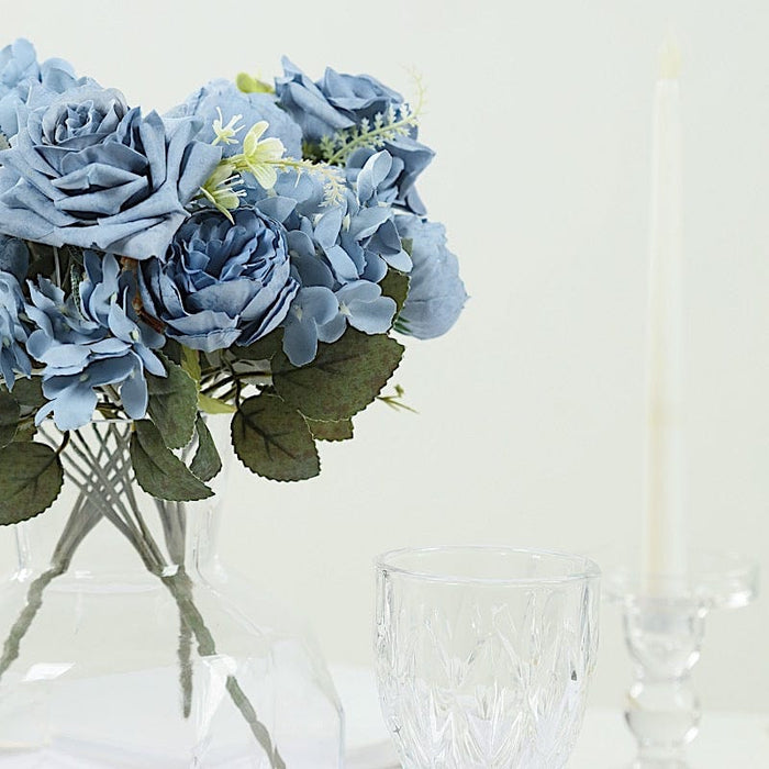 2 Bouquets 12" Silk Flowers Assorted Artificial Floral Bushes