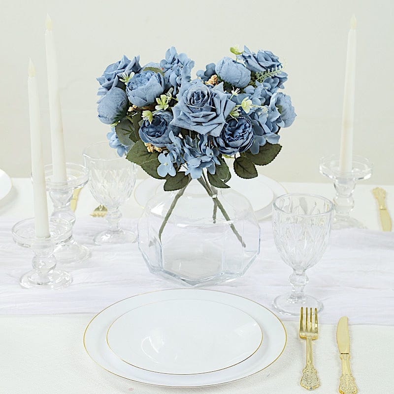 2 Bouquets 12" Silk Flowers Assorted Artificial Floral Bushes