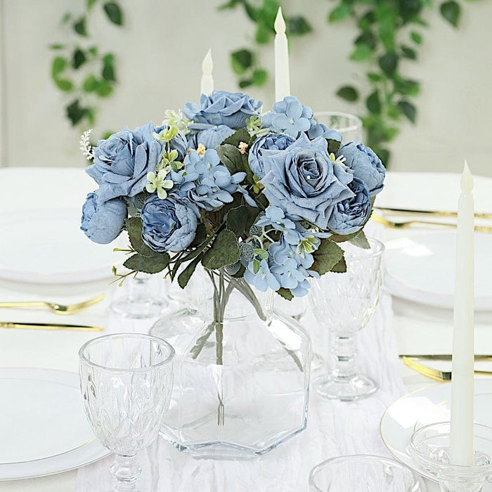 2 Bouquets 12" Silk Flowers Assorted Artificial Floral Bushes