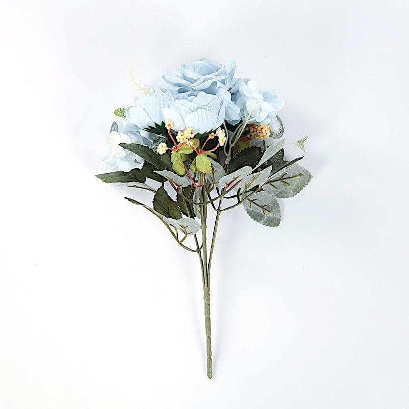 2 Bouquets 12" Silk Flowers Assorted Artificial Floral Bushes ARTI_BOUQ_PEO15_S_BLUE