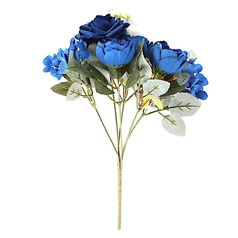 2 Bouquets 12" Silk Flowers Assorted Artificial Floral Bushes ARTI_BOUQ_PEO15_S_NAVY