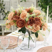 2 Bouquets 14" Silk Peony Flowers Artificial Floral Bushes