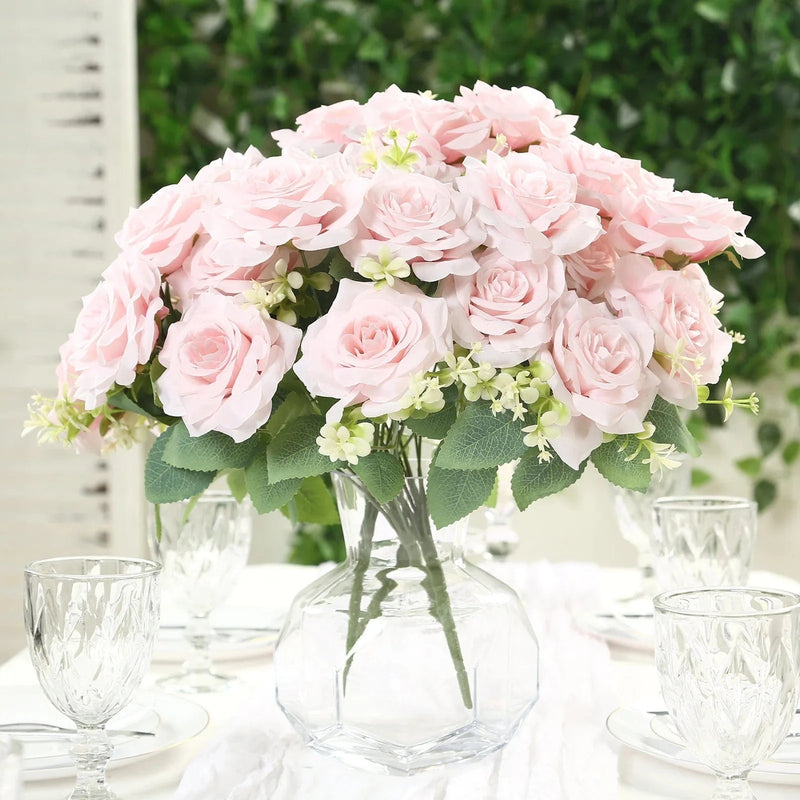 2 Bushes 18" tall Artificial Faux Silk Rose Flowers Bouquet