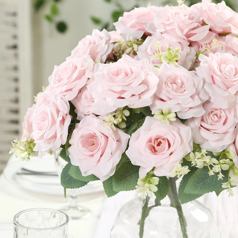2 Bushes 18" tall Artificial Faux Silk Rose Flowers Bouquet