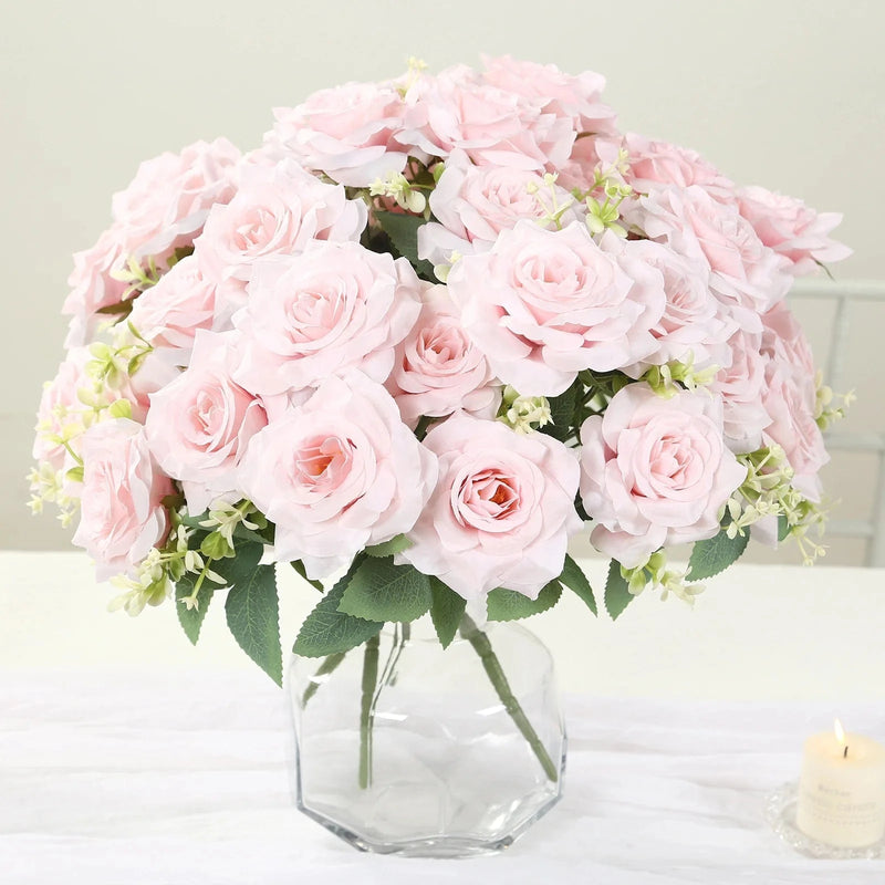 2 Bushes 18" tall Artificial Faux Silk Rose Flowers Bouquet