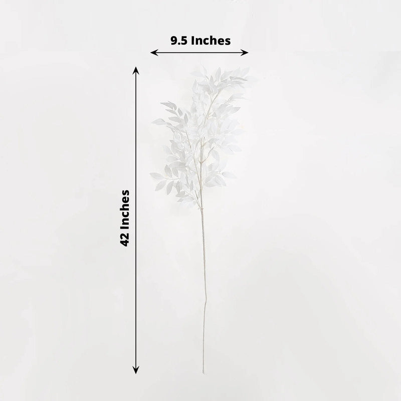 2 Bushes 42"  Artificial Silk Beech Leaves Sprays Stems - White ARTI_GRN_08_WHT