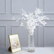 2 Bushes 42"  Artificial Silk Beech Leaves Sprays Stems - White ARTI_GRN_08_WHT