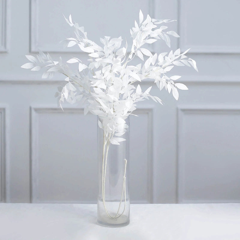 2 Bushes 42"  Artificial Silk Beech Leaves Sprays Stems - White ARTI_GRN_08_WHT