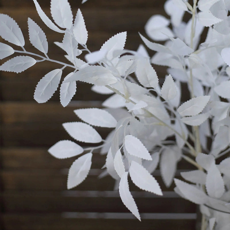 2 Bushes 42"  Artificial Silk Beech Leaves Sprays Stems - White ARTI_GRN_08_WHT
