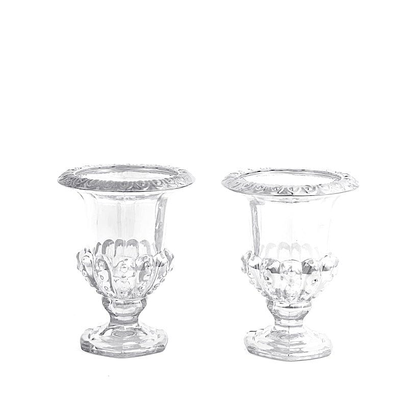 2 Classic 6.5" Roman Urn Style Glass Flower Vases - Clear VASE_PB007_6_CLR