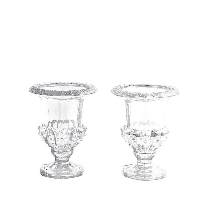 2 Classic 6.5" Roman Urn Style Glass Flower Vases - Clear VASE_PB007_6_CLR