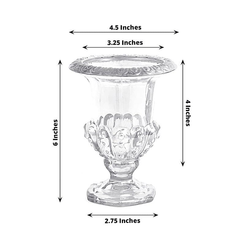 2 Classic 6.5" Roman Urn Style Glass Flower Vases - Clear VASE_PB007_6_CLR