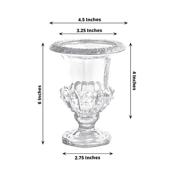 2 Classic 6.5" Roman Urn Style Glass Flower Vases - Clear VASE_PB007_6_CLR