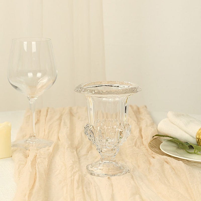 2 Classic 8" Roman Urn Style Glass Flower Vases