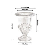 2 Classic 8" Roman Urn Style Glass Flower Vases