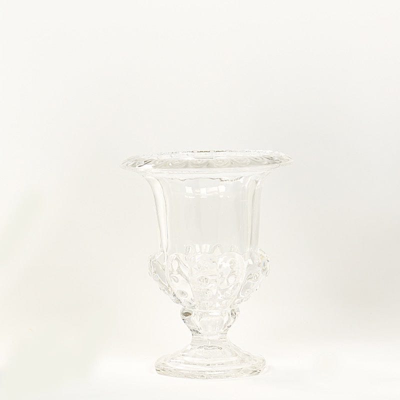 2 Classic 8" Roman Urn Style Glass Flower Vases
