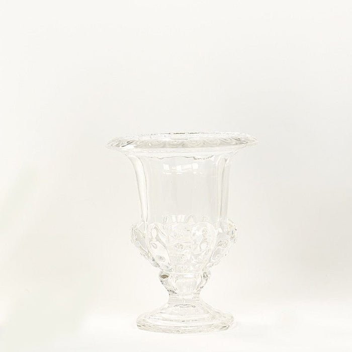 2 Classic 8" Roman Urn Style Glass Flower Vases