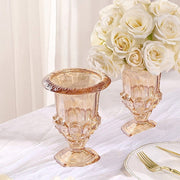 2 Classic 8" Roman Urn Style Glass Flower Vases