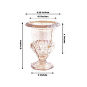 2 Classic 8" Roman Urn Style Glass Flower Vases