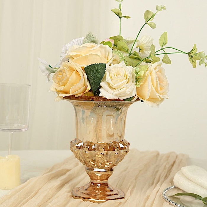 2 Classic 8" Roman Urn Style Glass Flower Vases