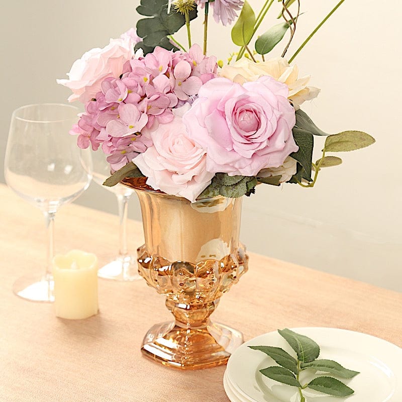 2 Classic 8" Roman Urn Style Glass Flower Vases