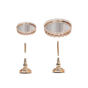 2 Crystal Beaded Metal Pedestal Cake Stands with Mirror Top - Gold CHDLR_CAKE21_SET_GOLD
