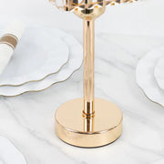 2 Crystal Pendant Square Glass Hurricane Candle Holders - Clear and Gold