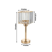 2 Crystal Pendant Square Glass Hurricane Candle Holders - Clear and Gold