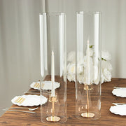 2 Cylinder Glass Hurricane Candle Holder Shades - Clear