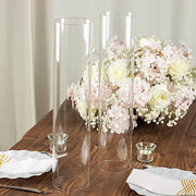 2 Cylinder Glass Hurricane Candle Holder Shades - Clear